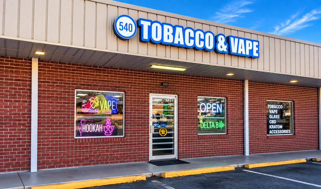 Storefront of 540 Tobacco & Vape at 129 St James Ave, Goose Creek, SC